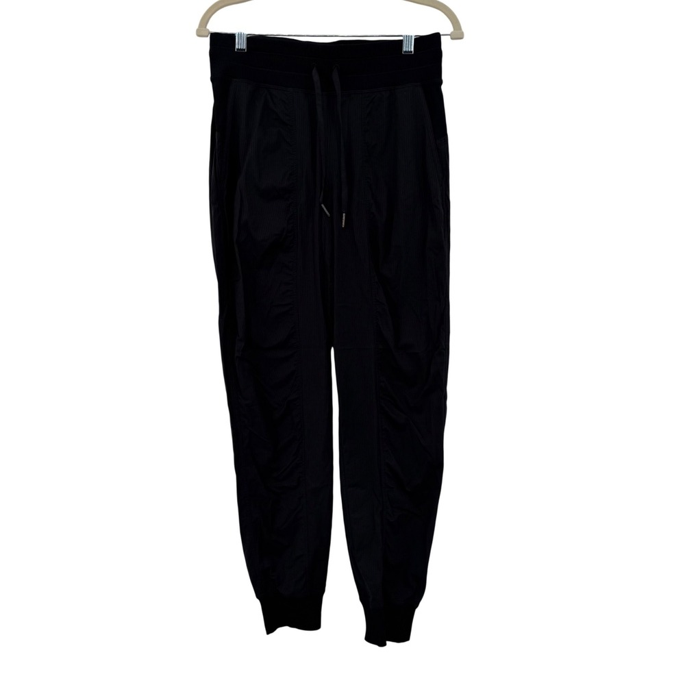 Lululemon Dance Studio Joggers Womens 6 Black Pinstripe Textured Mid Rise W5ENMS